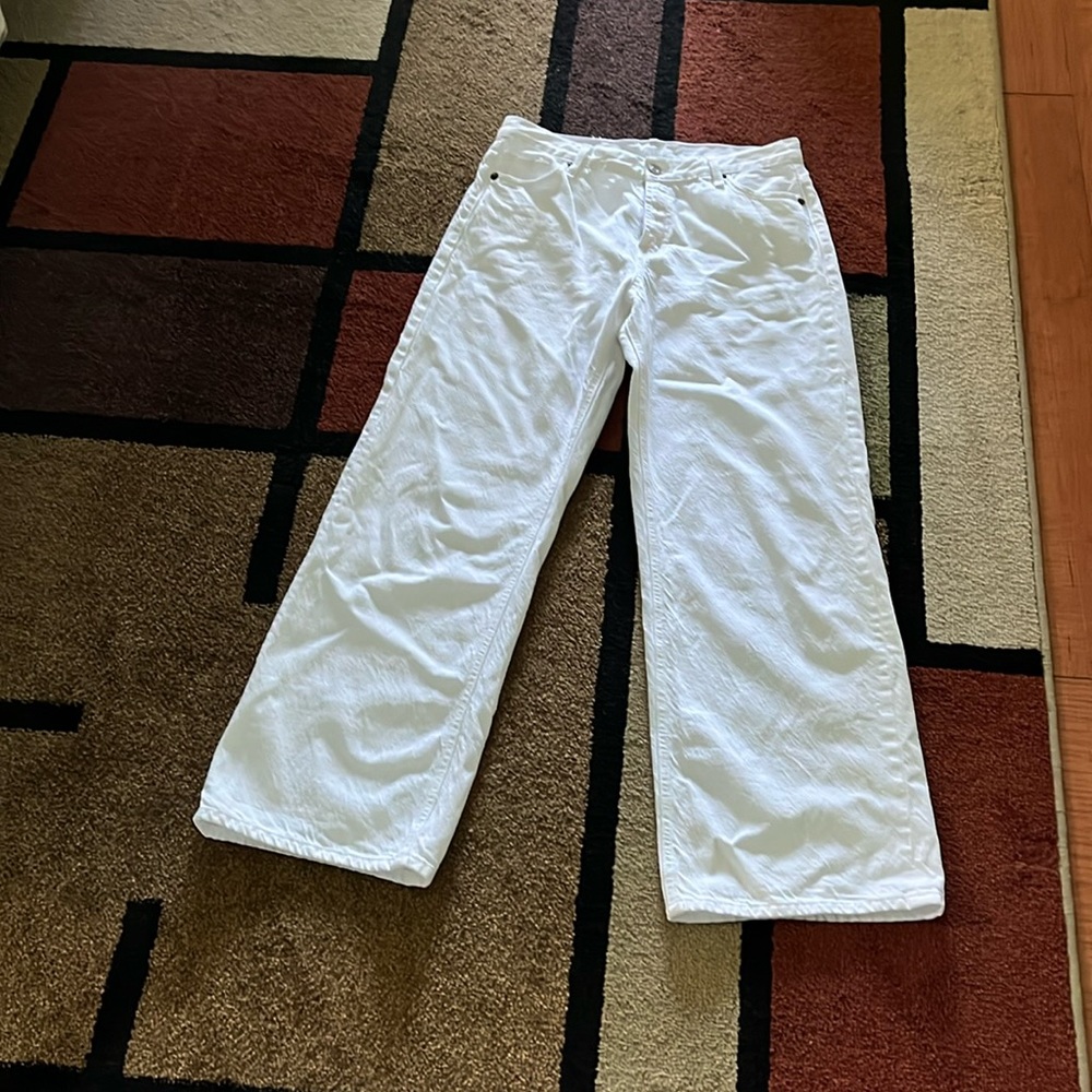Wide leg white denim